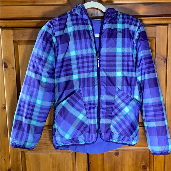 Columbia Purple Checkered Reversible Winter Jacket